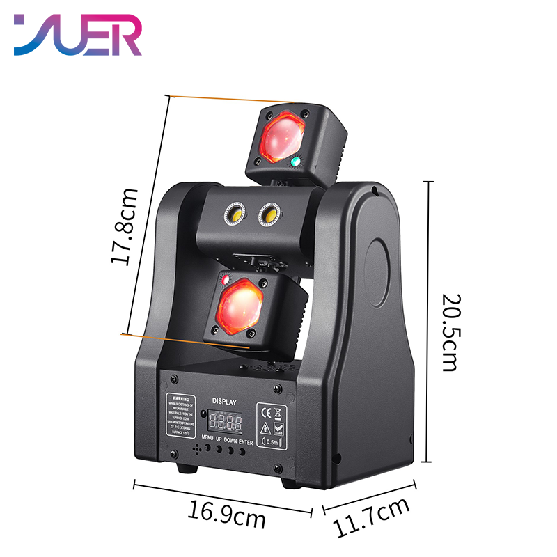 YUER 2x5W Warm White Strobe +1 Red 1 Green Laser Beam Moving Head Light With Strobe Beam Effect DMX512 Remote Control For DJ Disco Wedding Event Party Bar Club