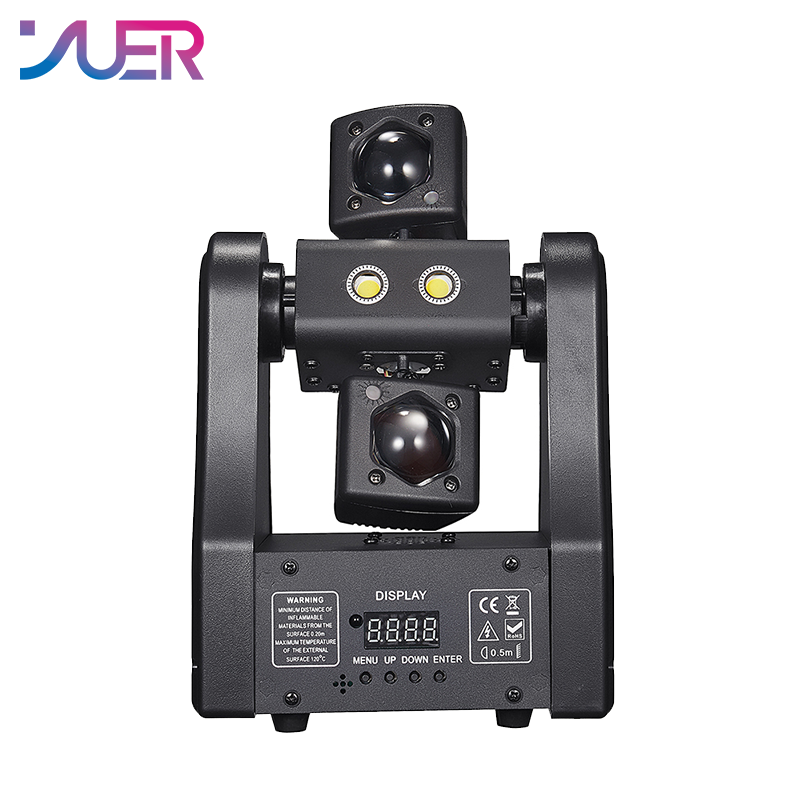 YUER 2x5W Warm White Strobe +1 Red 1 Green Laser Beam Moving Head Light With Strobe Beam Effect DMX512 Remote Control For DJ Disco Wedding Event Party Bar Club