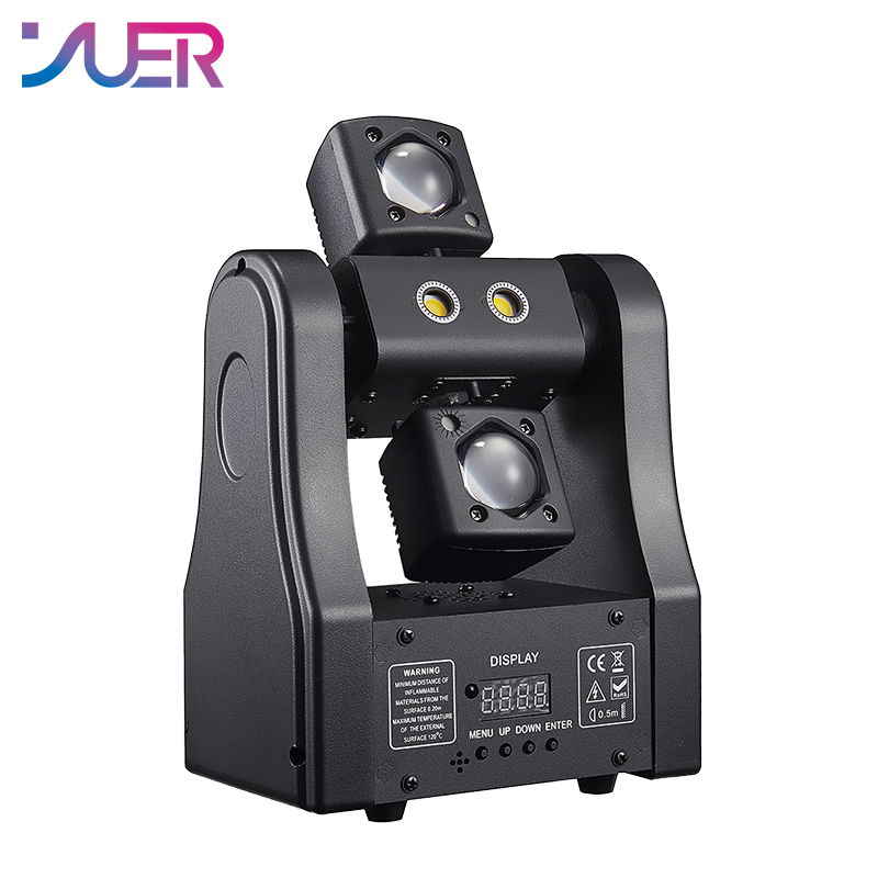 YUER 2x5W Warm White Strobe +1 Red 1 Green Laser Beam Moving Head Light With Strobe Beam Effect DMX512 Remote Control For DJ Disco Wedding Event Party Bar Club