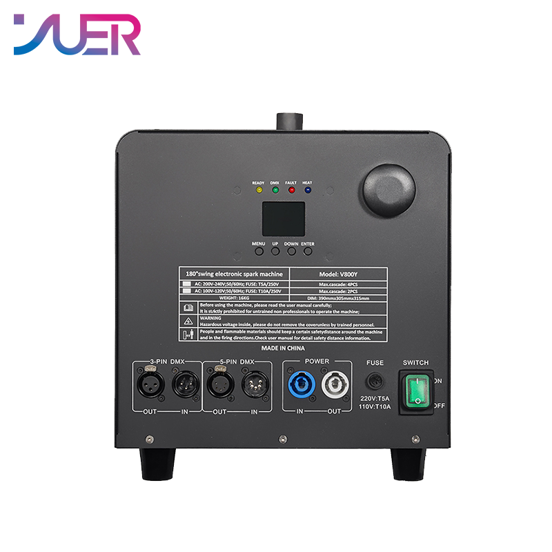 YUER 800W Cold Spark Machine 180° Angle Moving Head Spare Spark Stage Effect DMX512 Remote Control For DJ Disco Wedding Event Party Bar Club