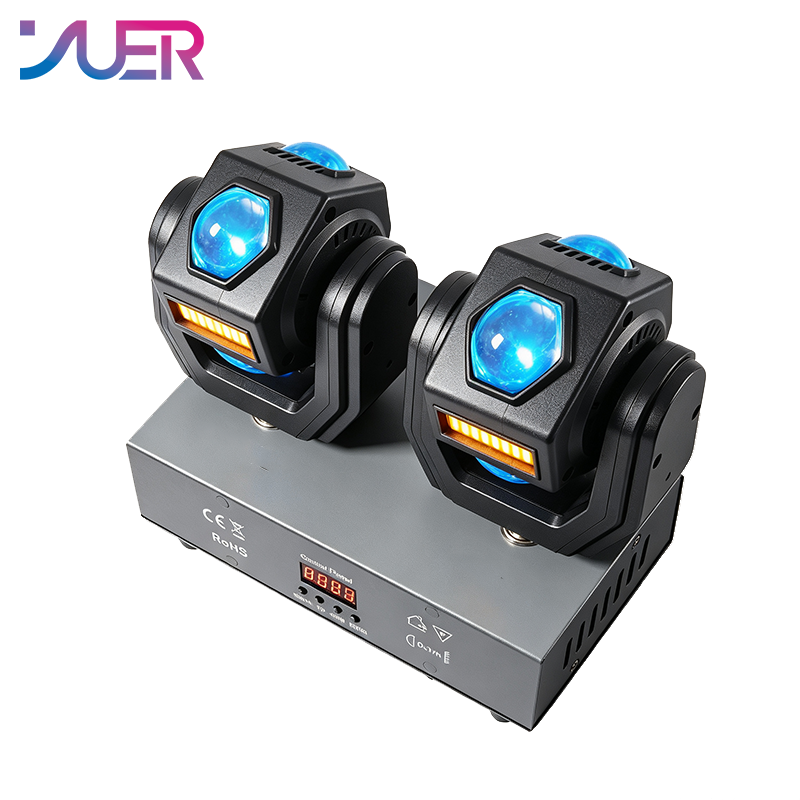 YUER 6x10W Gold Strobe +24x3W 2 Head Moving Head Light Strobe Effect DMX512 Remote Control For DJ Disco Wedding Event Party Bar Club