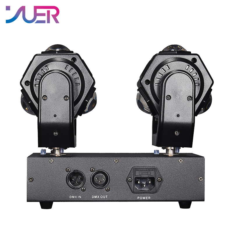 YUER 6x10W Gold Strobe +24x3W 2 Head Moving Head Light Strobe Effect DMX512 Remote Control For DJ Disco Wedding Event Party Bar Club