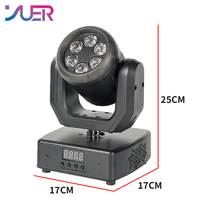 YUER 6x8W RGBW 4in1 Moving Head Light With Ring Wash Effect DMX512 Remote Control For DJ Disco Wedding Event Party Bar Club