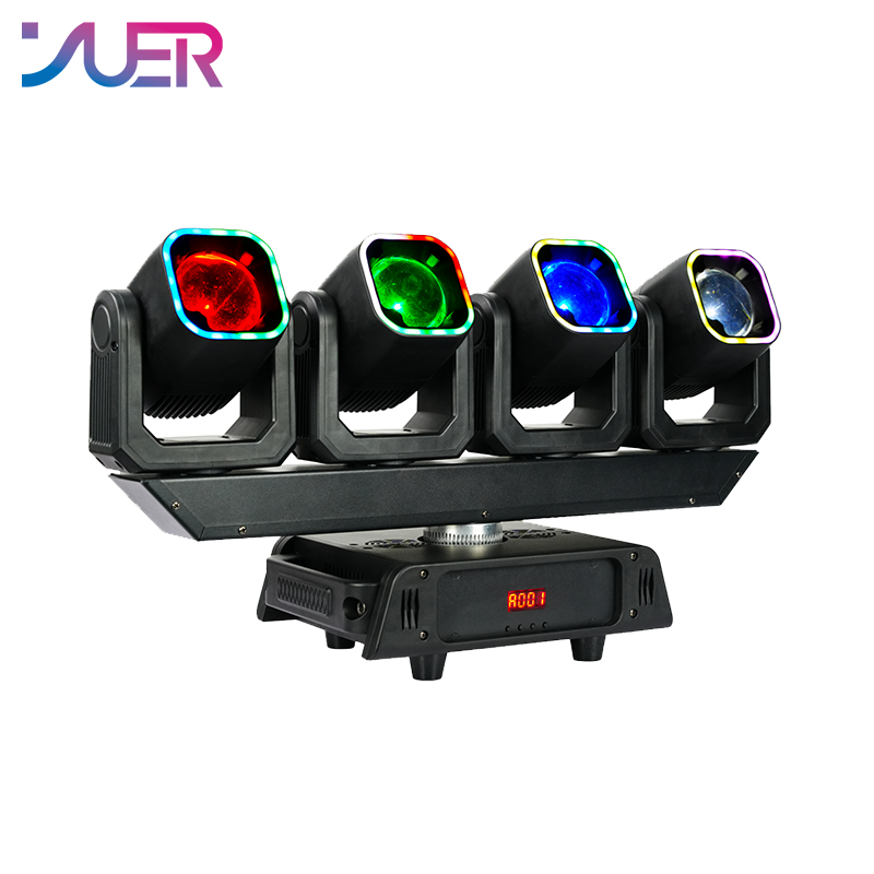 YUER 4x40W RGBW 4in1 4 Head Moving Head Light With Ring Beam Effect DMX Sound Control For DJ Disco Wedding Event Party Bar Club