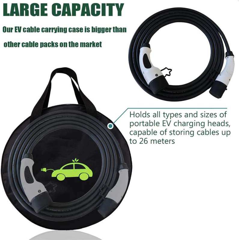 MCEVKELN EV Portable Cable Bag Charging Cable Bag Durable Storage Bag (1680D Nylon) for All kinds of Cables and Car Accessories Electric vehicles Charging Cable Organiser
