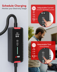 MCEVKELN Type 2 EV Charger- 10A/15A EV Charging Cable with Australian 15 A Plug|10A Adapter |Scheduled Charging|5M| Compatible with All IEC62196 EV, Tesla/BYD/MG/Cupra/Polestar