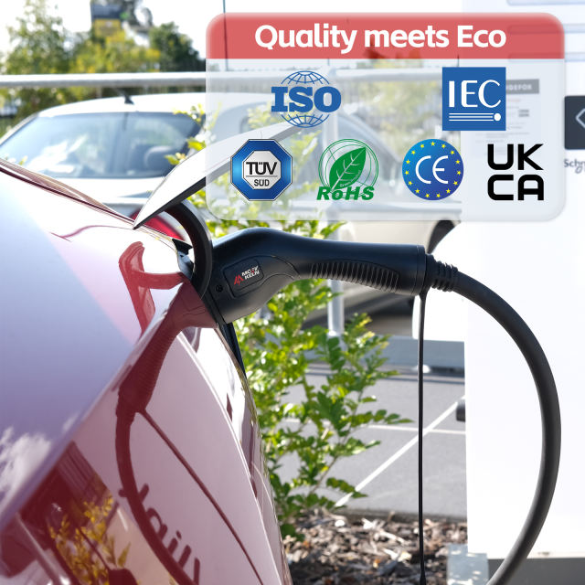 MCEVKELN Type 2 to Type 2 EV Charging Cable - Electric Vehicle Car Charger Type 2| 3 Phase | 480V | IP55 | 5m Cable | Compatible with All IEC62196-2 e.g. Charger Tesla Model 3/X/Y/S | BYD Atto 3