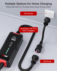 MCEVKELN Type 2 EV Charger- 10A/15A EV Charging Cable with Australian 15 A Plug|10A Adapter |Scheduled Charging|5M| Compatible with All IEC62196 EV, Tesla/BYD/MG/Cupra/Polestar