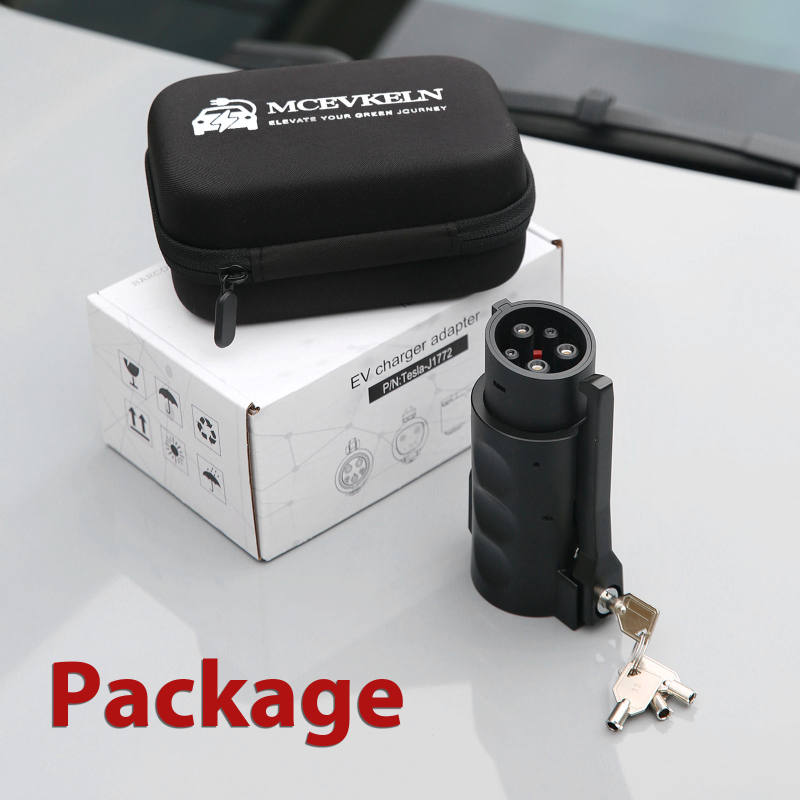 MCEVKELN Tesla to J1772 Adapter - J1772 Car to Tesla Charger| Compact| Double Locks| 80A 250V| Free case, Tesla to J1772 Charging Adapter for All SAE J1772 EVs with Tesla Chargers