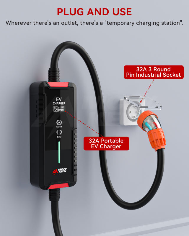 MCEVKELN Type 2 EV Charger- 32A EV Charging Cable with Australian 3 Pin Plug|Scheduled Charging|5M| Compatible with All IEC 62196 EV, Tesla/BYD/MG/Cupra/Polestar