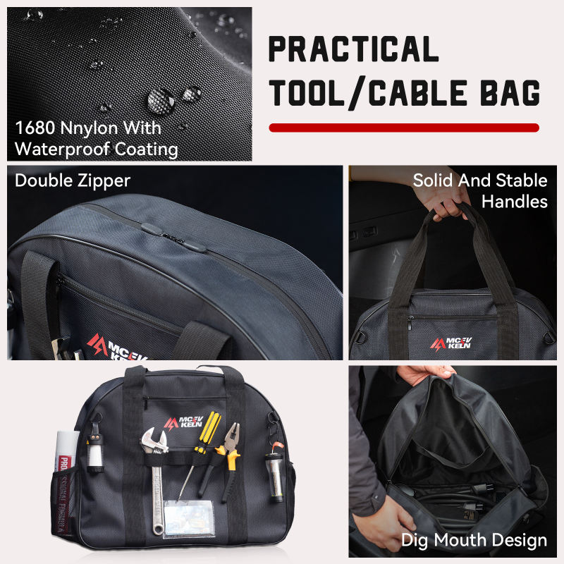 MCEVKELN EV Charging Cable Bag, Jumper Cable Bag| Prolonged Cables| Tubes ect. Portable Car Object Organizer Bag Multipurpose Tool Bag, Oxford Fabric, 41 * 34 * 12cm