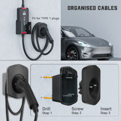 J1772 EV Charger Holder| Wall Mount EV Charging Holder, Charging Cable Organizer