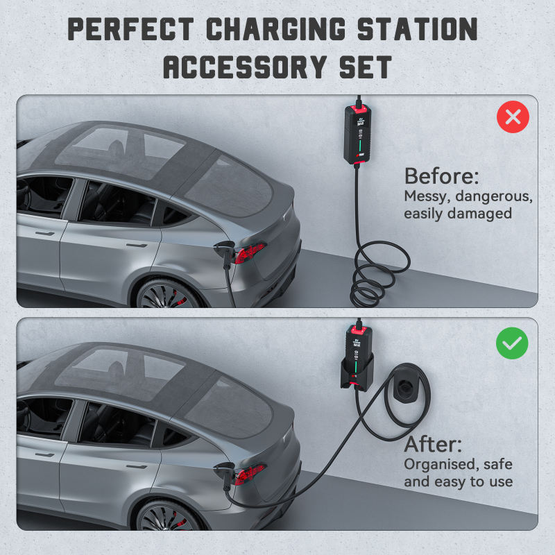 J1772 EV Charger Holder| Wall Mount EV Charging Holder, Charging Cable Organizer