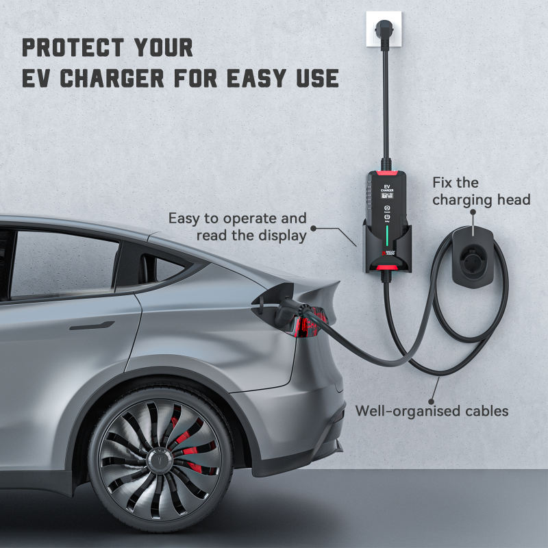 J1772 EV Charger Holder| Wall Mount EV Charging Holder, Charging Cable Organizer