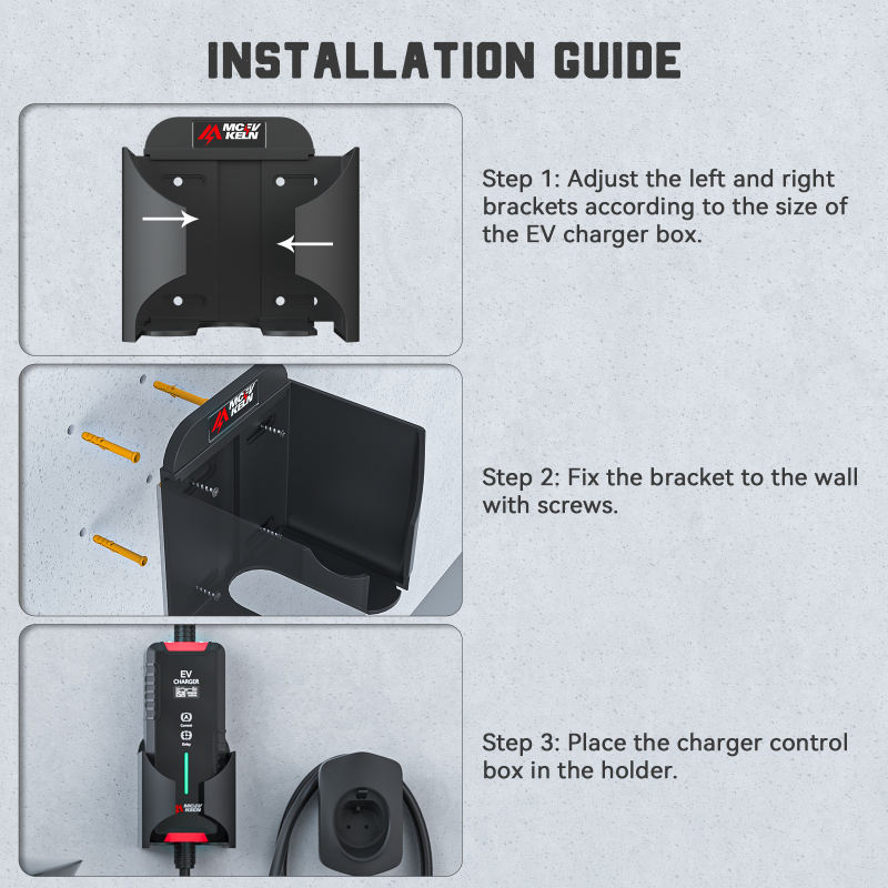 EV Charger Holder| Wall Mount EV Charging Holder, Charging Cable Organizer
