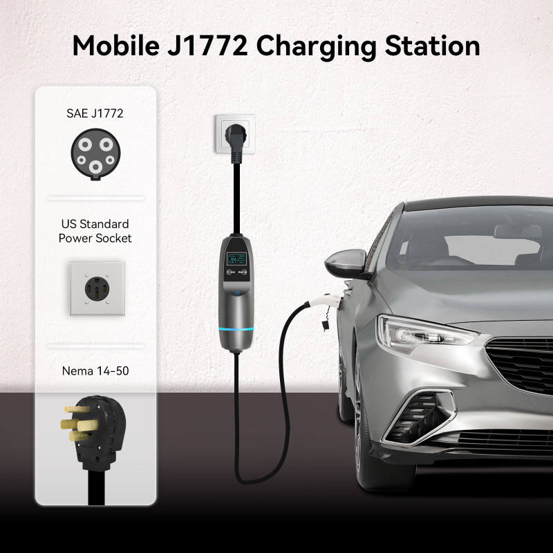Portable EV Charger EV Charging Cable 6-40A Level 2 NEMA 14-50 Plug 25FT/7.62m