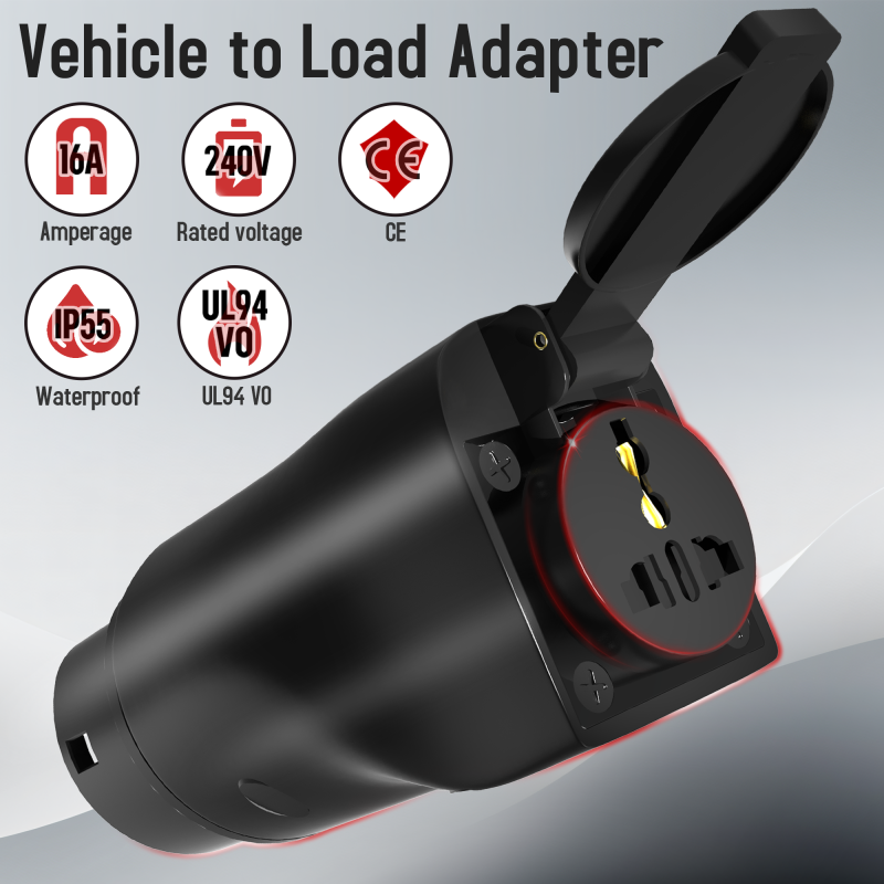 MCEVKELN V2L Adapter Type 2 EV Charging Cable Adapter, Vehicle to Load Adapter Suitable for BYD MG Hyundai IONIQ 5 V2L Adapter EV Discharger to Charge Laptop Projector Kettle, Outdoor Power Station