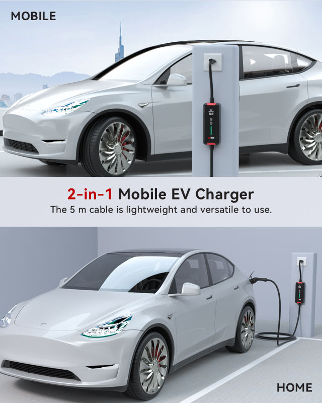 MCEVKELN Type3 Portable EV Charger 3.5KW | 20A plug |Adjustable Current 6~16A | 5M Charging Cable Compatible with IEC 62196-2 BYD GWM Volvo Electric Vehicles