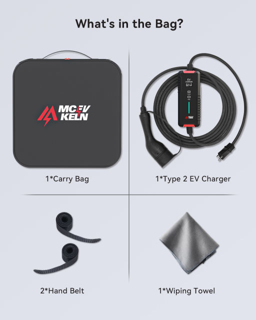 MCEVKELN Type3 Portable EV Charger 3.5KW | 20A plug |Adjustable Current 6~16A | 5M Charging Cable Compatible with IEC 62196-2 BYD GWM Volvo Electric Vehicles