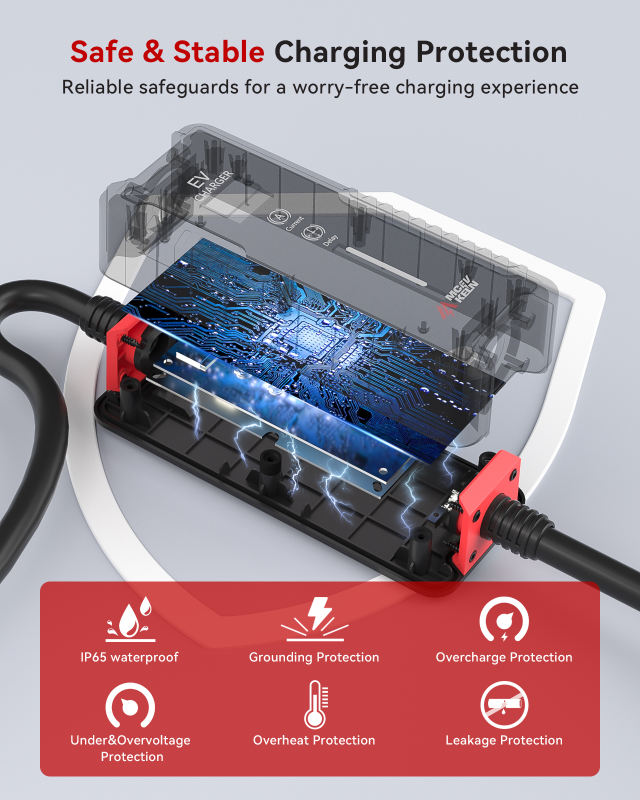 MCEVKELN Type3 Portable EV Charger 3.5KW | 20A plug |Adjustable Current 6~16A | 5M Charging Cable Compatible with IEC 62196-2 BYD GWM Volvo Electric Vehicles