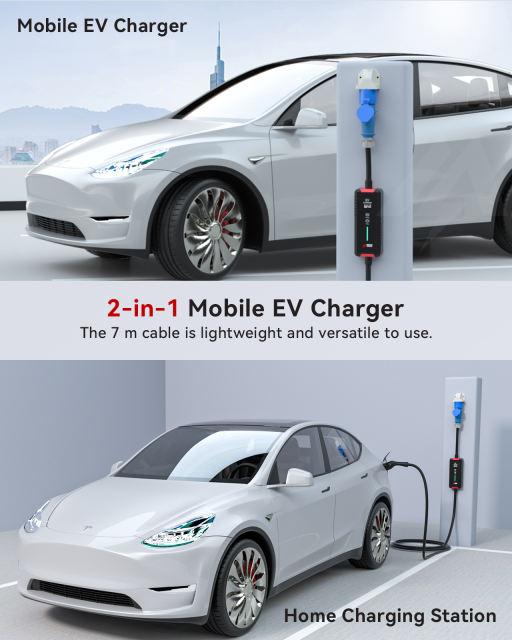 MCEVKELN Type 2 Charging Cable CEE 7kW- EV Charger Type 2 32A| 1-Phase| 7M Mode 3 Charging Cable | Switchable Current 6A-32A