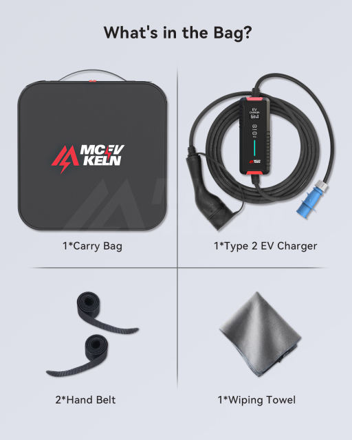 MCEVKELN Type 2 Charging Cable CEE 7kW- EV Charger Type 2 32A| 1-Phase| 7M Mode 3 Charging Cable | Switchable Current 6A-32A
