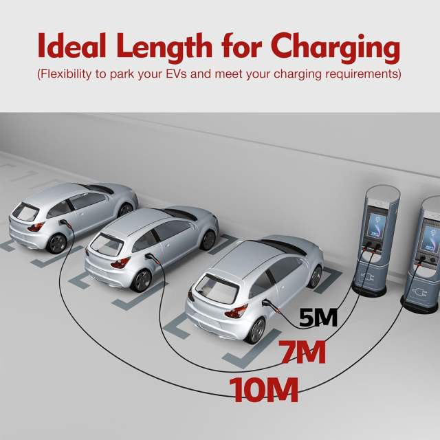 MCEVKELN Type 2 To Type 2 EV Charging Cable 7M/23ft For Electric Car & Hybrid Type 2 With Handbag | Tesla Model 3/Y/X/S | BYD Atto3 Seal Dolphin | Volkswagen ID.4 ID.3 etc.