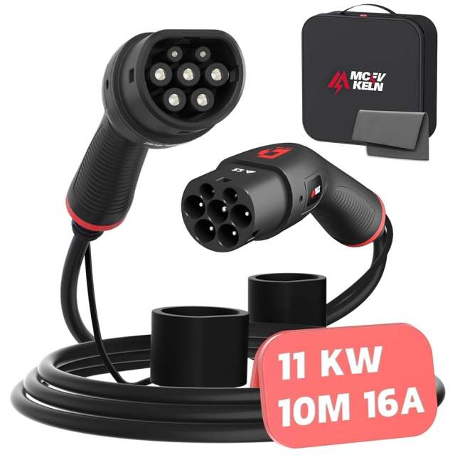 MCEVKELN Type 2 To Type 2 EV Charging Cable 10M/33ft For Electric Car & Hybrid Type 2 With Handbag | Tesla Model 3/Y/X/S | BYD Atto3 Seal Dolphin | Volkswagen ID.4 ID.3 etc.