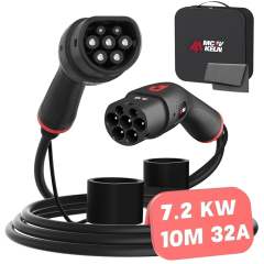 MCEVKELN Type 2 To Type 2 EV Charging Cable 10M/33ft For Electric Car & Hybrid Type 2 With Handbag | Tesla Model 3/Y/X/S | BYD Atto3 Seal Dolphin | Volkswagen ID.4 ID.3 etc.