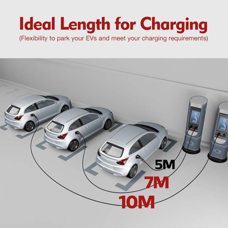 MCEVKELN Type 2 To Type 2 EV Charging Cable 7M/23ft For Electric Car & Hybrid Type 2 With Handbag | Tesla Model 3/Y/X/S | BYD Atto3 Seal Dolphin | Volkswagen ID.4 ID.3 etc.