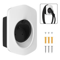 MCEVKELN Type 2 EV Charger Holder, EV Car Charging Cable Organizer | Nozzle-Holster Dock | Plug Wall Mount | Screws | Black & Silver & White Optional | Electric Vehicle Holder Compatible with Tesla/MG/Audi/Flat//BMW/VW/Polestar