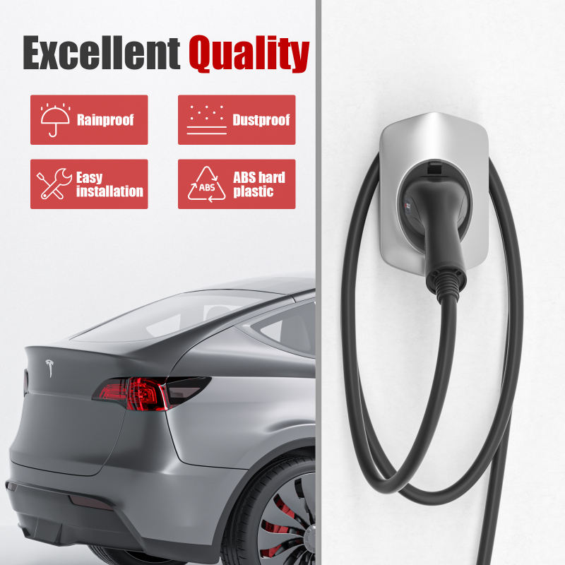 MCEVKELN Type 2 EV Charger Holder, EV Car Charging Cable Organizer | Nozzle-Holster Dock | Plug Wall Mount | Screws | Black & Silver & White Optional | Electric Vehicle Holder Compatible with Tesla/MG/Audi/Flat//BMW/VW/Polestar