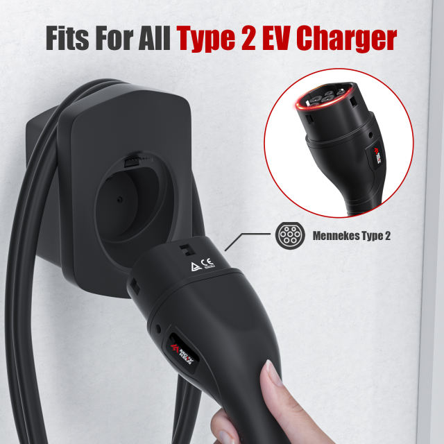 MCEVKELN Type 2 EV Charger Holder, EV Car Charging Cable Organizer | Nozzle-Holster Dock | Plug Wall Mount | Screws | Black & Silver & White Optional | Electric Vehicle Holder Compatible with Tesla/MG/Audi/Flat//BMW/VW/Polestar
