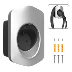 MCEVKELN Type 2 EV Charger Holder, EV Car Charging Cable Organizer | Nozzle-Holster Dock | Plug Wall Mount | Screws | Black & Silver & White Optional | Electric Vehicle Holder Compatible with Tesla/MG/Audi/Flat//BMW/VW/Polestar