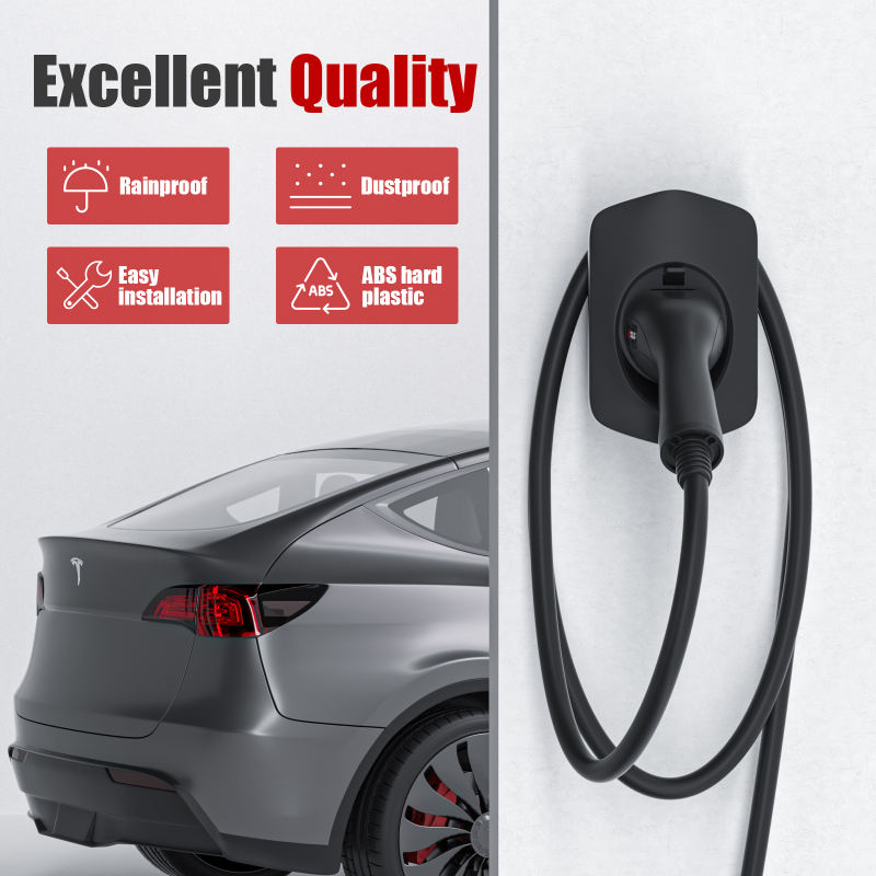 MCEVKELN Type 2 EV Charger Holder, EV Car Charging Cable Organizer | Nozzle-Holster Dock | Plug Wall Mount | Screws | Black & Silver & White Optional | Electric Vehicle Holder Compatible with Tesla/MG/Audi/Flat//BMW/VW/Polestar