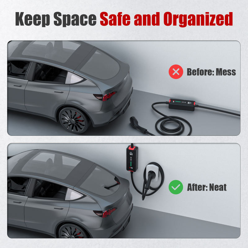 MCEVKELN Type 2 EV Charger Holder, EV Car Charging Cable Organizer | Nozzle-Holster Dock | Plug Wall Mount | Screws | Black & Silver & White Optional | Electric Vehicle Holder Compatible with Tesla/MG/Audi/Flat//BMW/VW/Polestar