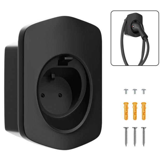 MCEVKELN Type 2 EV Charger Holder, EV Car Charging Cable Organizer | Nozzle-Holster Dock | Plug Wall Mount | Screws | Black & Silver & White Optional | Electric Vehicle Holder Compatible with Tesla/MG/Audi/Flat//BMW/VW/Polestar