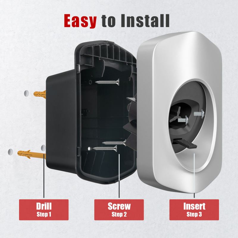 MCEVKELN Tesla Charger Holder, Car Tesla Charging Cable Organizer | Nozzle-Holster Dock | Wall Mount | Screws | NACS | Black & Silver Optional | Electric Vehicle Holder & Wall box Accessories for Tesla Owners