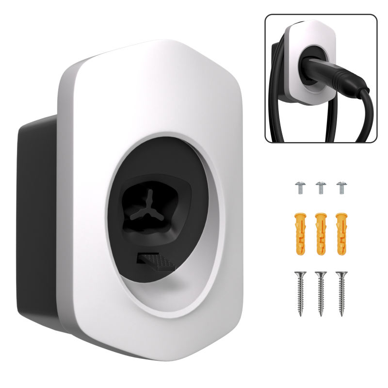 MCEVKELN Tesla Charger Holder, Car Tesla Charging Cable Organizer | Nozzle-Holster Dock | Wall Mount | Screws | NACS | Black & Silver Optional | Electric Vehicle Holder & Wall box Accessories for Tesla Owners