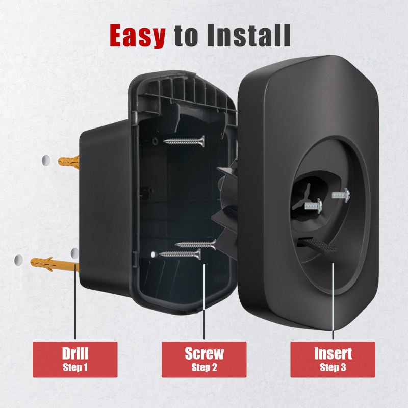 MCEVKELN Tesla Charger Holder, Car Tesla Charging Cable Organizer | Nozzle-Holster Dock | Wall Mount | Screws | NACS | Black & Silver Optional | Electric Vehicle Holder & Wall box Accessories for Tesla Owners