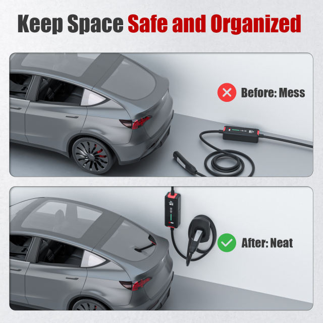 MCEVKELN Tesla Charger Holder, Car Tesla Charging Cable Organizer | Nozzle-Holster Dock | Wall Mount | Screws | NACS | Black & Silver Optional | Electric Vehicle Holder & Wall box Accessories for Tesla Owners