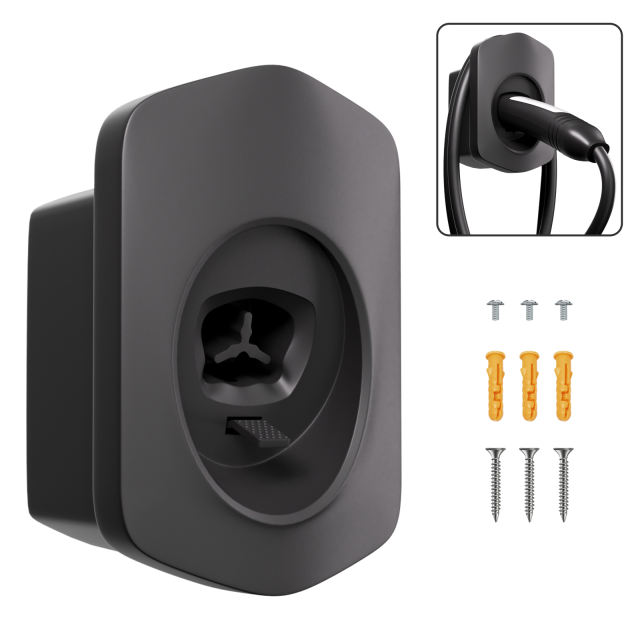MCEVKELN Tesla Charger Holder, Car Tesla Charging Cable Organizer | Nozzle-Holster Dock | Wall Mount | Screws | NACS | Black & Silver Optional | Electric Vehicle Holder & Wall box Accessories for Tesla Owners