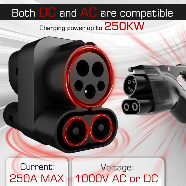 MCEVKELN CCS1 to CCS2 EV Charger Adapter for DC Fast Charging, 1000V 200A, CCS1 to CCS2 Charging Connector for Electric Vehicles