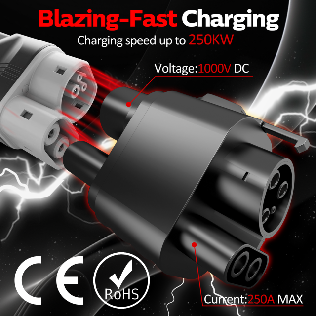 MCEVKELN CCS2 to CCS1 EV Adapter for DC Fast Charging, High-Speed 1000V 250A, Up to 250KW Charging, Converter for CCS1 EVs