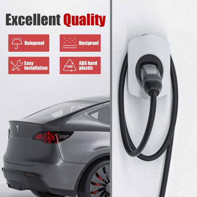 MCEVKELN Tesla Charger Holder, Car Tesla Charging Cable Organizer | Nozzle-Holster Dock | Wall Mount | Screws | NACS | Black & Silver Optional | Electric Vehicle Holder & Wall box Accessories for Tesla Owners