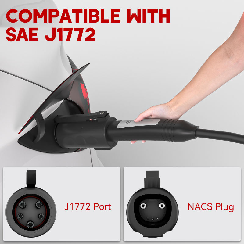 MCEVKELN EV Charging Adapter From Tesla to J1772 | Max 80Amp 250V | Double Locks | Free case | NACS to J1772 Charging Adapter For All SAE J1772 EVs With Tesla Wall Destination Mobile Chargers