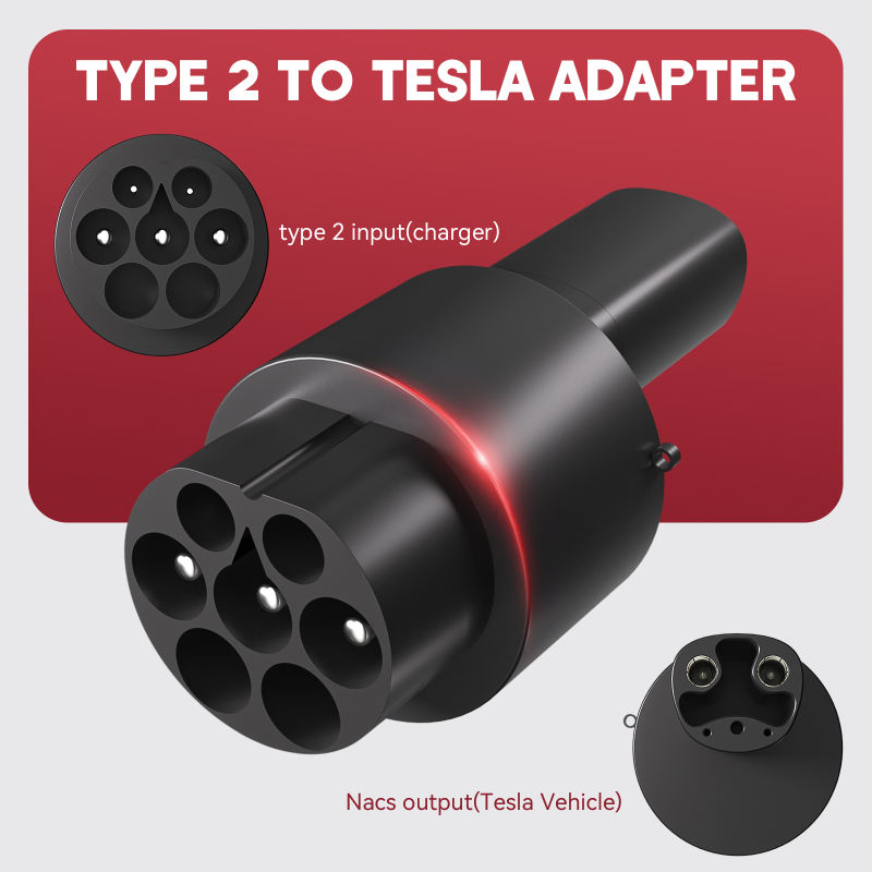 Type 2 to NACS EV Charging Adapter | Compatible with US Tesla