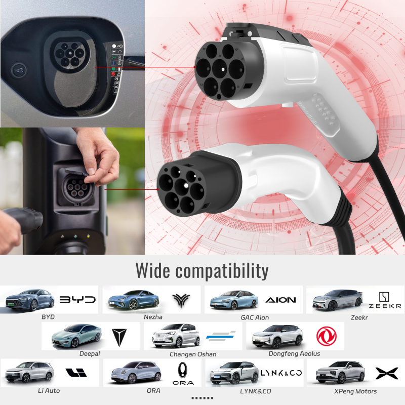 Type 2 to GBT 32A 22KW EV Charging Cable