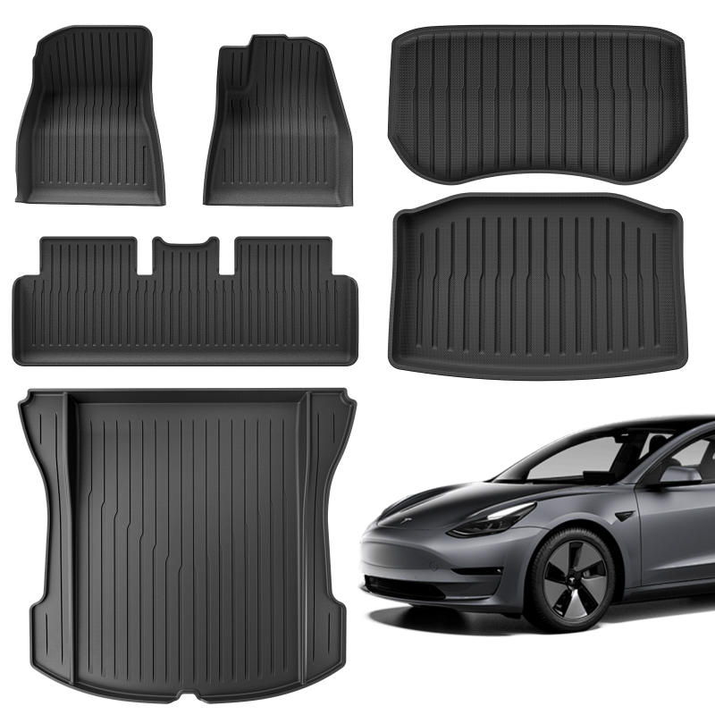 2024 Model 3 Highland TPE Floor & Cargo Mats, Anti-Slip & Waterproof