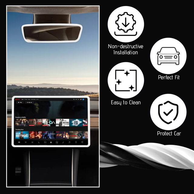 Silicone Screen & Mirror Frame for Tesla Model 3/Y (2017-2024), White